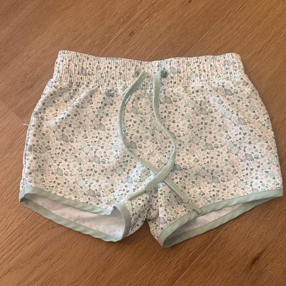 Boys Minnow Floral Swim Trunks in Light Mint
